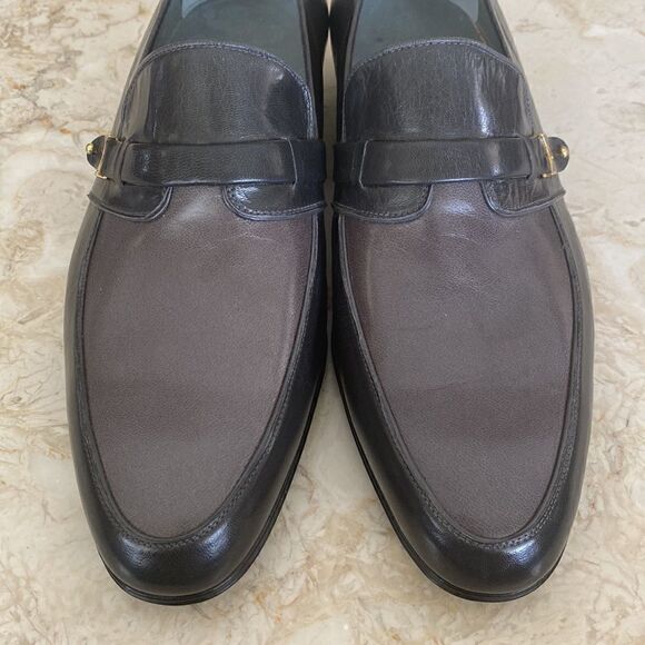 New! Stemar Made in Italy Grey Leather Dress Loafers Vintage New Old Stock - Picture 4 of 13